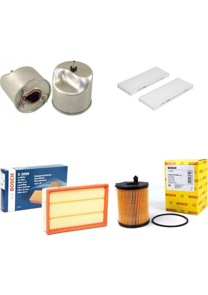 Filtre Bakım Seti Peugeot 301 1.6 Hdi Dizel Hava + Yağ + Yakıt Filtre + Polen