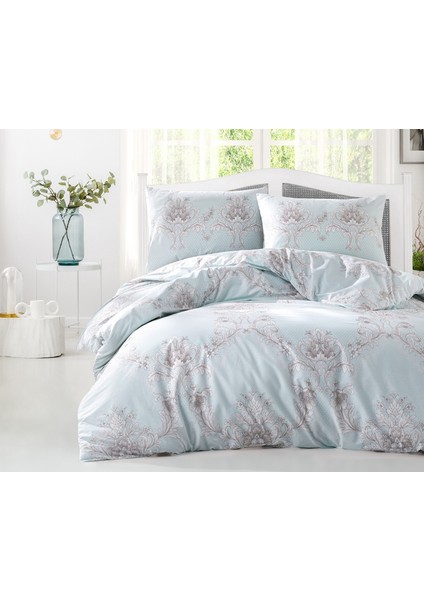 Çift Kişilik Ranforce Nevresim Takımı Elegance Aqua %100 pamuk