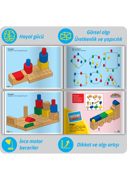 Dikkati Güçlendirme Seti Plus 3 Yaş (26+106 Ahşap Materyal + 3 Kitap Takım) - Osman Abalı