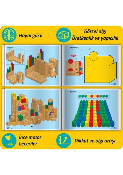 Dikkati Güçlendirme Seti Plus 8 Yaş (112 Ahşap Materyal + 3 Kitap Takım)