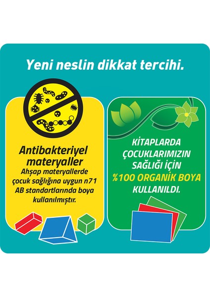 Dikkati Güçlendirme Seti Plus 8 Yaş (112 Ahşap Materyal + 3 Kitap Takım)