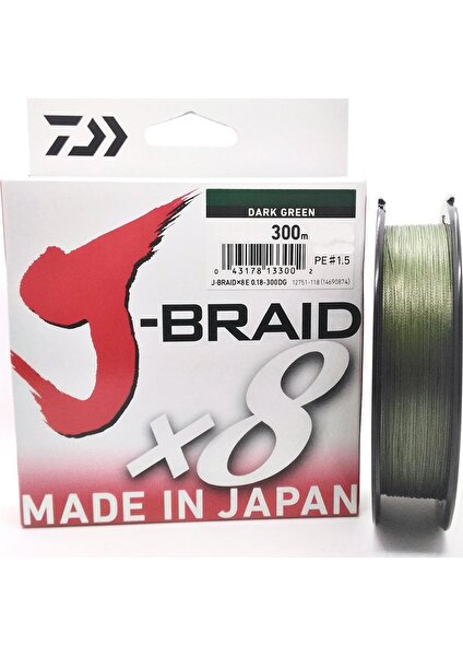 J-Braid X8 Dark Green Olta Misinası 300MT