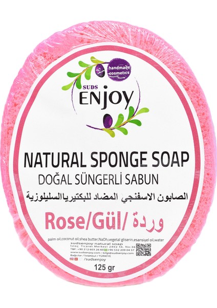 Doğal El Yapımı Gül Süngerli Banyo Duş Sabunu