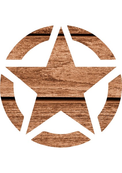 Ahşap Desenli Askeri Yıldız - 20516-2