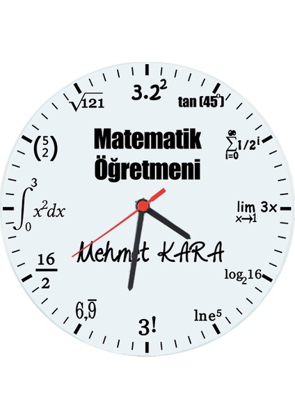 Matematik Öğretmenine Cam Duvar Saati 29 cm