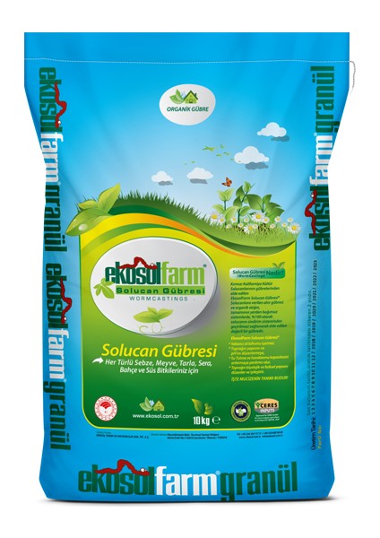 EkosolFarm Organik %100 Solucan Gübresi 10 Kg. Tüm Bitkilerde Kullanıma Uygun Organik Gübre