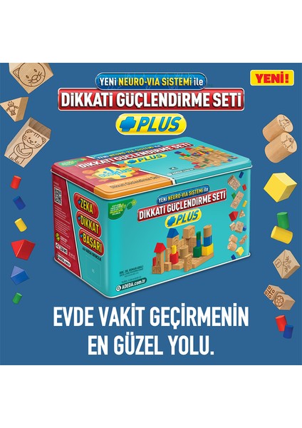 Dikkati Güçlendirme Seti Plus 9 Yaş (112 Ahşap Materyal + 3 Kitap Takım) - Osman Abalı