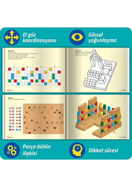 Dikkati Güçlendirme Seti Plus 9 Yaş (112 Ahşap Materyal + 3 Kitap Takım) - Osman Abalı