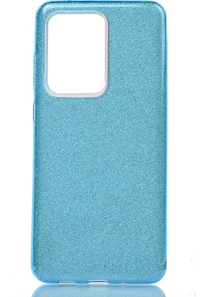Samsung Galaxy S20 Ultra Kılıf Simli Shining Hard Silikon Mavi