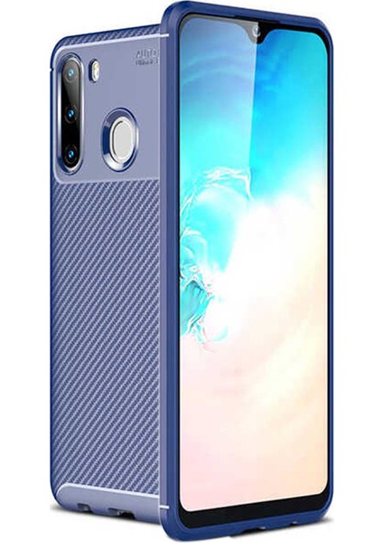 Samsung Galaxy A11 Kılıf Karbon Delüx Tpu Silikon Dlx Lacivert