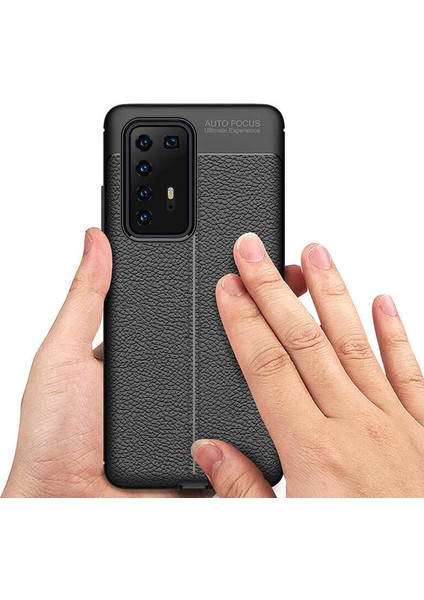 Huawei P40 Pro Kılıf Silikon Deri Görünümlü Lacivert fırsatları