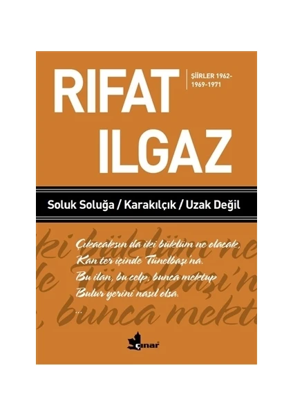 Soluk Soluğa Karakılçık Uzak Değil Şiirler 1962-1969-1971 - Rıfat Ilgaz