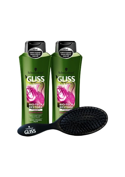 Schwarzkopf Glıss Bıo-Tech 500 ml x 2 Adet + Saç Fırçası