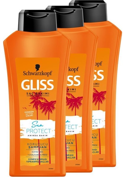 Schwarzkopf Glıss Sun Protect Şampuan 500 ml x 3 Adet