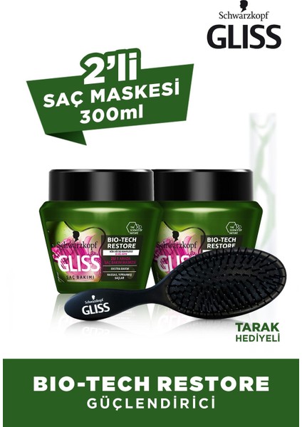 Schwarzkopf Glıss Bıo-Tech Saç Bakım Maskesi 300 ml x 2 Adet + Saç Fırçası fiyatları