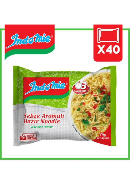 İndomie 40'lı Sebze Aromalı Hazır Noodle Koli