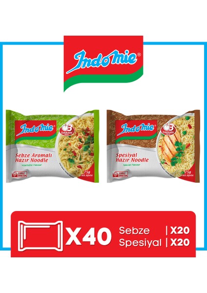 İndomie 40'lı Noodle Paket Karma Koli(Special-Sebze)