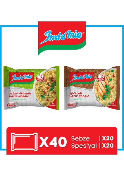 İndomie 40'lı  Noodle  Paket  Karma Koli(Special-Sebze)