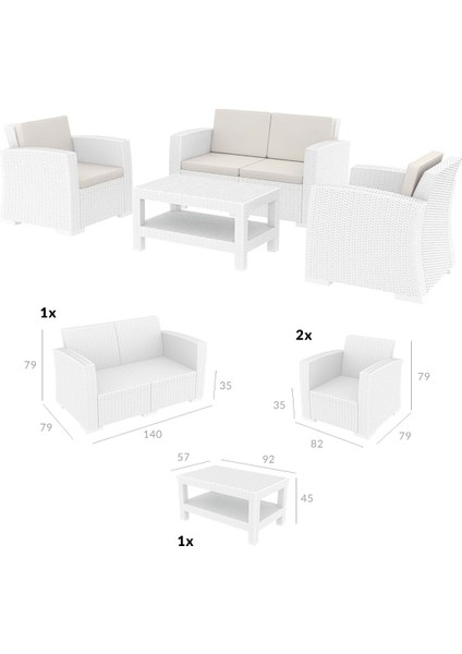 Exclusive Monaco Lounge Set Beyaz fiyatları