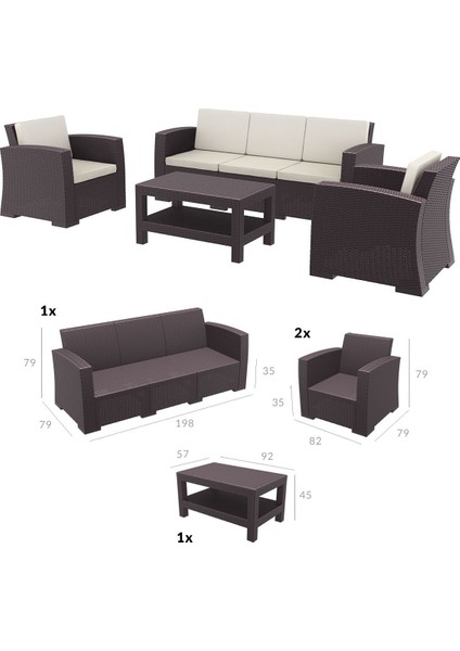 Exclusive Monaco Lounge Set Xl Kahverengi