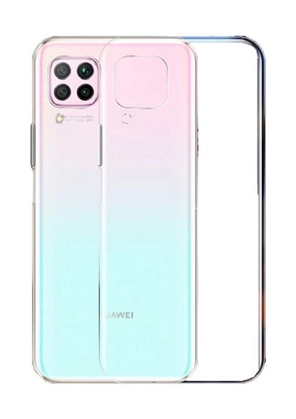 Huawei P40 Lite Kılıf Darbe Emici Süper Silikon Kılıf + Tam Kaplayan 5D Cam Ekran Koruyucu Şeffaf