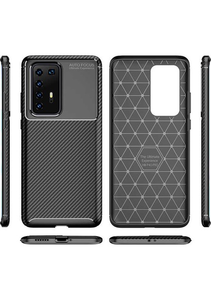 Huawei P40 Pro Kılıf Karbon Desenli Lux Negro Silikon Siyah modelleri