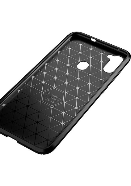 Samsung Galaxy A11 Kılıf Karbon Desenli Lux Negro Silikon + Cam Ekran Koruyucu Siyah fırsatları