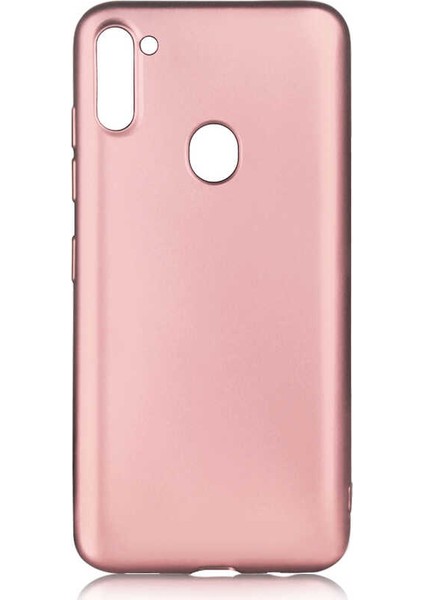 Samsung Galaxy A11 Kılıf Mat Premium Silikon Kılıf + Cam Ekran Koruyucu Rose