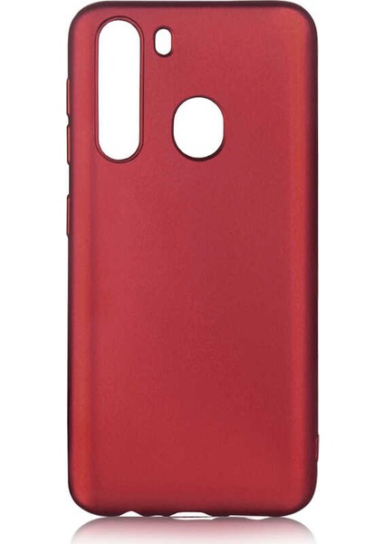 Samsung Galaxy A21 Kılıf Mat Premium Silikon Kılıf + Nano Ekran Koruyucu Bordo