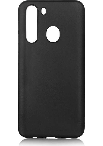 Samsung Galaxy A21 Kılıf Mat Premium Silikon Kılıf + Tam Kaplayan 5D Cam Ekran Koruyucu Siyah