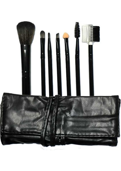 7’li Deri Çantalı Fırça Seti Siyah Renk