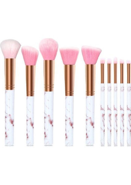 Izla Yumuşak Fırça Şık Tasarım 10 Parça Beyaz Sap Pembe Uç