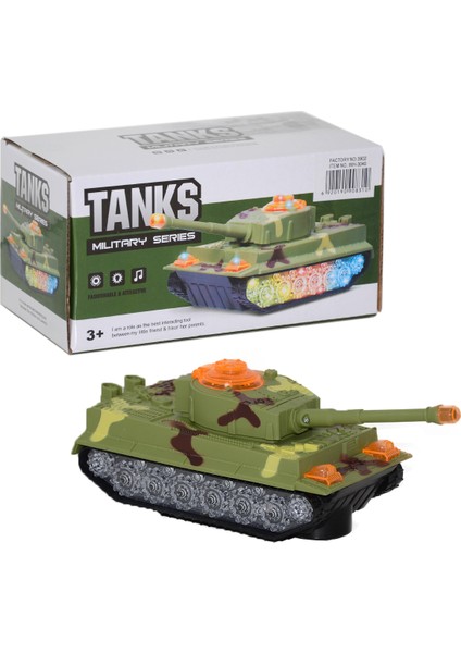 Pilli Işıklı Sesli Çarp Dön Oyuncak Tank