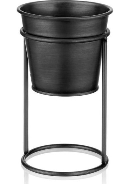 Galvaniz 21 cm Siyah Ayaklı Çiçeklik GLV0585
