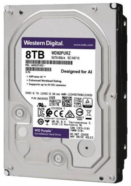 Purple 3.5" 8TB 7200RPM SATA Hard Disk WD82PURZ