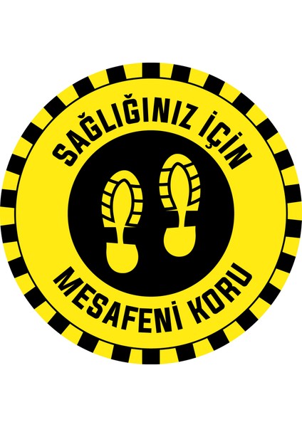 Güvenli Alan Etiketi Sosyal Mesafe Zemin Etiketi 25X25 cm