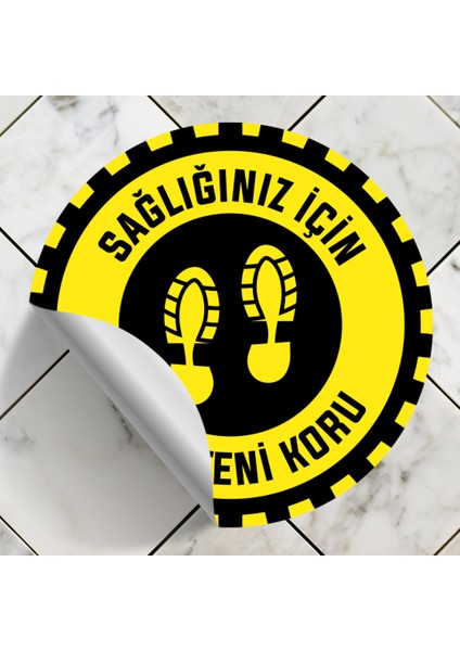 Güvenli Alan Etiketi Sosyal Mesafe Zemin Etiketi 25X25 cm fiyatları