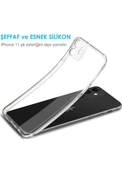 Apple iPhone 11 Tıpalı Kamera Korumalı Şeffaf Premier Kılıf