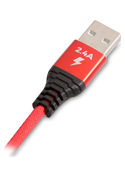 S-link Swapp SW-KC61MR 1m 2.4A Micro Usb Kılıflı Kırmızı Data + Şarj Kablosu