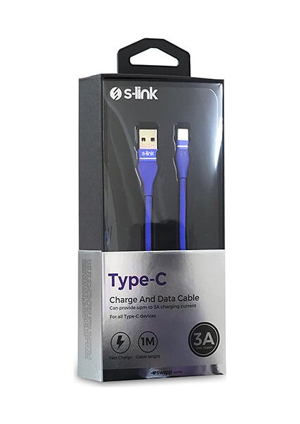 Swapp SW-C740 1M 3A Type-C Lacivert Şarj Kablosu fiyatları