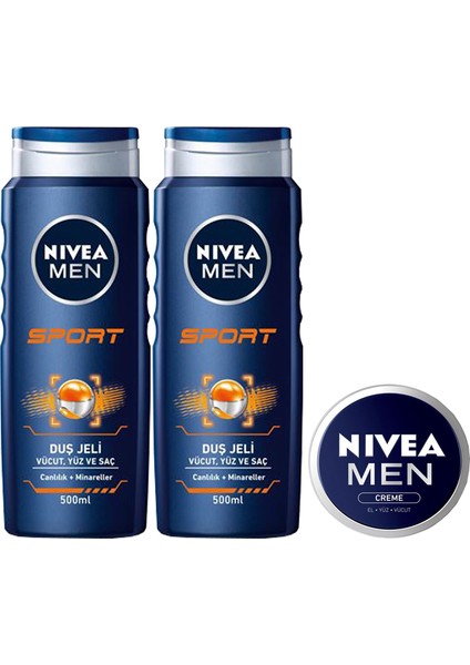 Duş Jeli Sports 500 ml x 2 Adet + Men Krem 30 ml