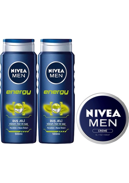 Energy Duş Jeli 500 ml x 2 Adet + Men Krem 30 ml
