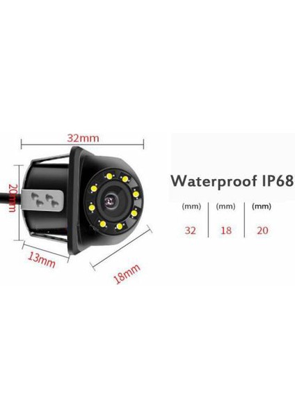 Araç Geri Görüş Kamerası Hd, 8 LED Işıklı ,170 Derece Açılı , Su Geçirmez Özellikli