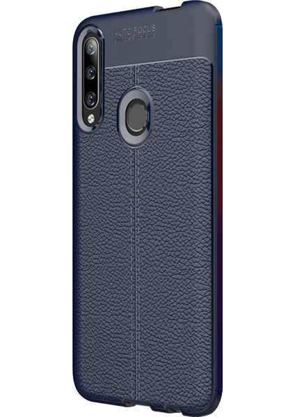 Huawei Honor 9x Kılıf Deri Dokulu Silikon Lacivert fiyatları