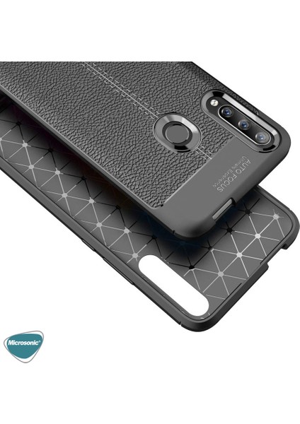 Huawei Honor 9x Kılıf Deri Dokulu Silikon Lacivert indirimleri