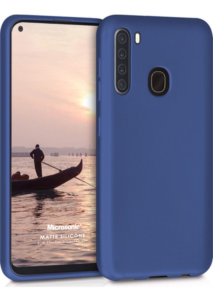 Matte Silicone Samsung Galaxy A21 Kılıf Lacivert