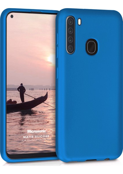 Matte Silicone Samsung Galaxy A21 Kılıf Mavi