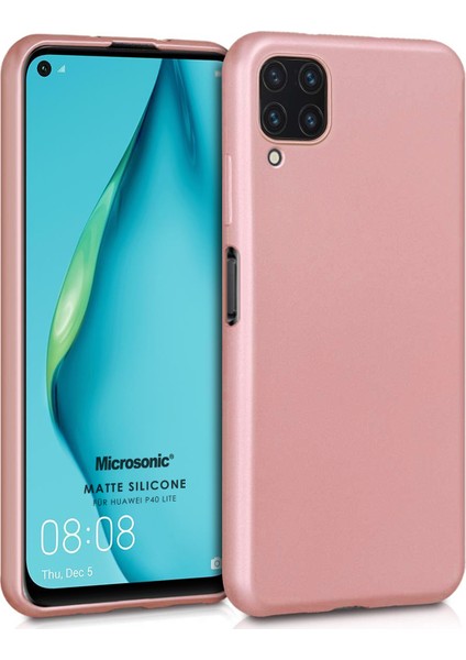 Matte Silicone Huawei P40 Lite Kılıf Rose Gold