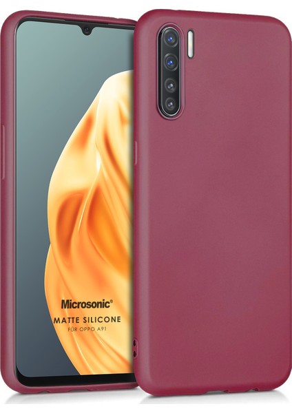 Matte Silicone Oppo A91 Kılıf Mor