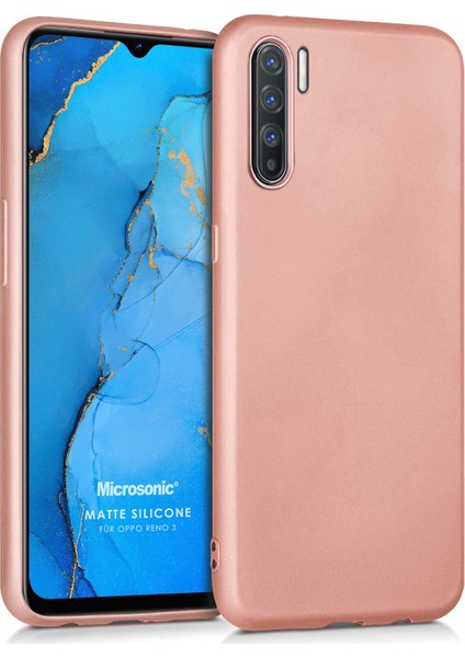 Matte Silicone Oppo Reno 3 Kılıf Rose Gold